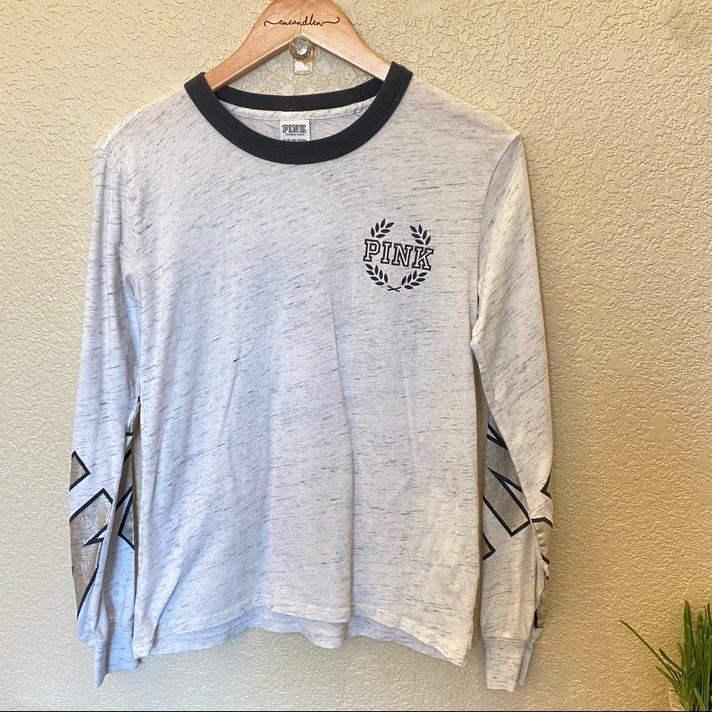 Pink Victoria’s Secret long sleeve T-shirt black gold grey extra small